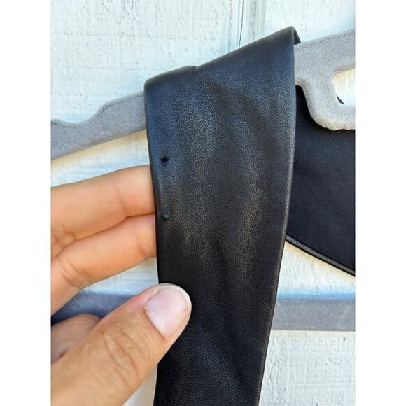 Alice + Olivia Black Fit N Flare Dress, T Back, Cut Out Front, Lambskin Detail‎ - Picture 2 of 7